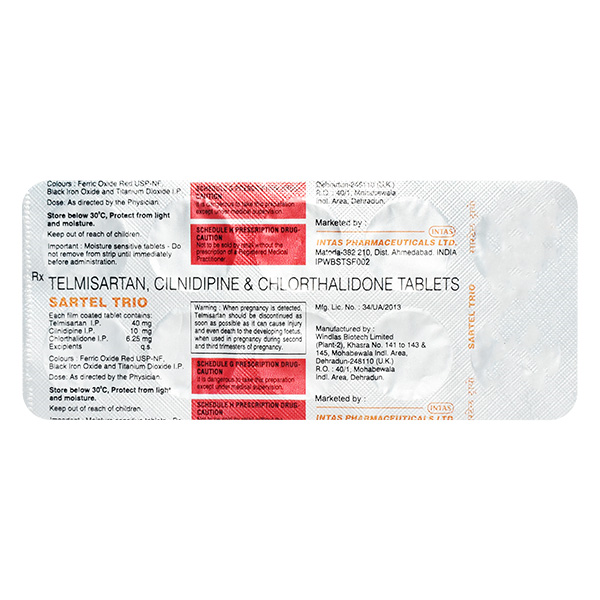 Sartel Trio 40/10/6.25 Mg Tablet 10