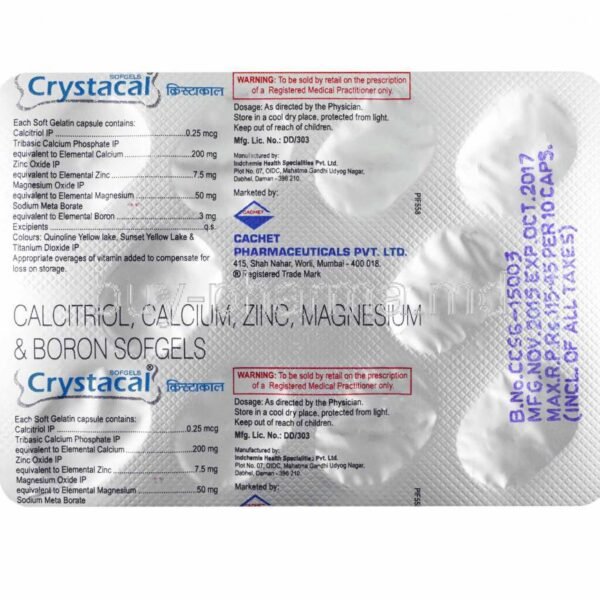 Crystacal 200/50/7.5/2.5 Mg Capsule 10