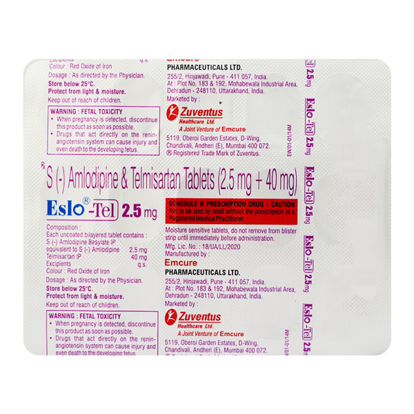 Eslotel 40/2.5 Mg Tablet 15