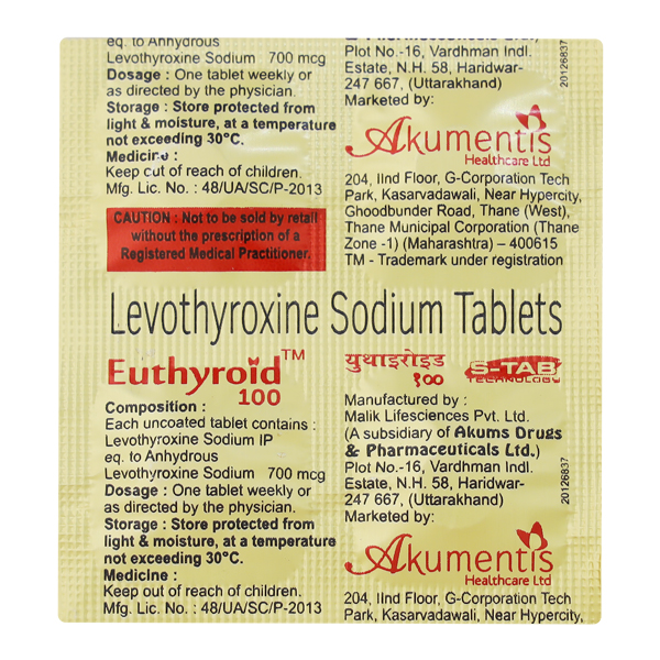 Euthyroid 100 Mcg Tablet 4