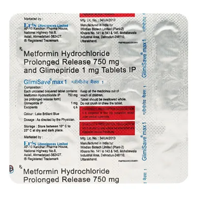 Glimisave Max 1/750 Mg Tablet 15