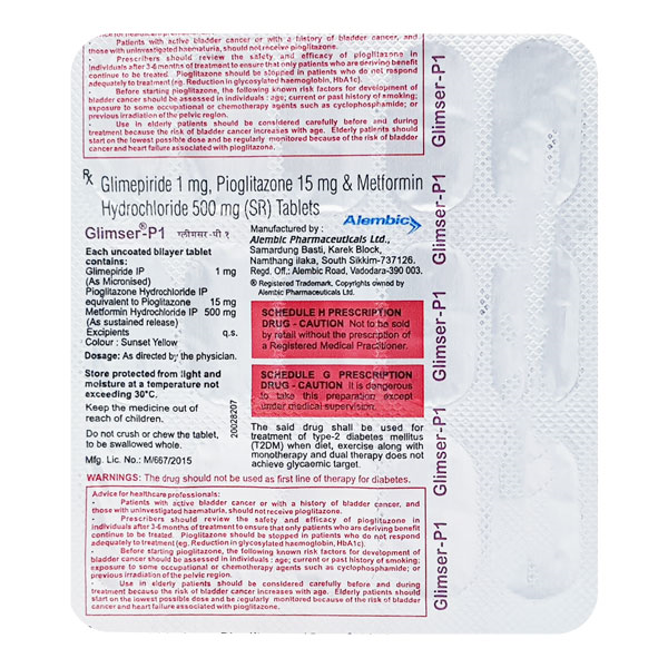 Glimser P 1/500/15 Mg Tablet 15