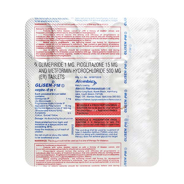 Glisen Pm 1/500/15 Mg Tablet 15
