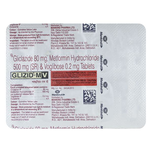 Glizid Mv 0.2/500/80 Mg Tablet 10