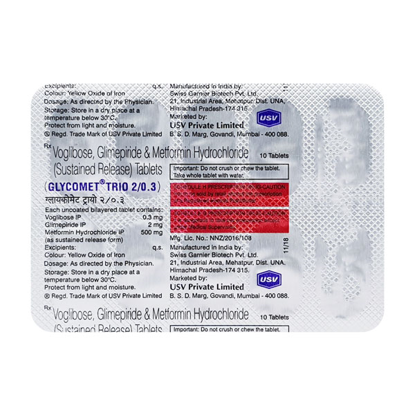 Glycomet Trio 0.3/500/2 Mg Tablet 10