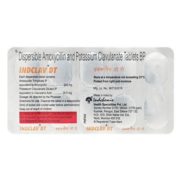Indclav 200/28.5 Mg Tablet Dt 10