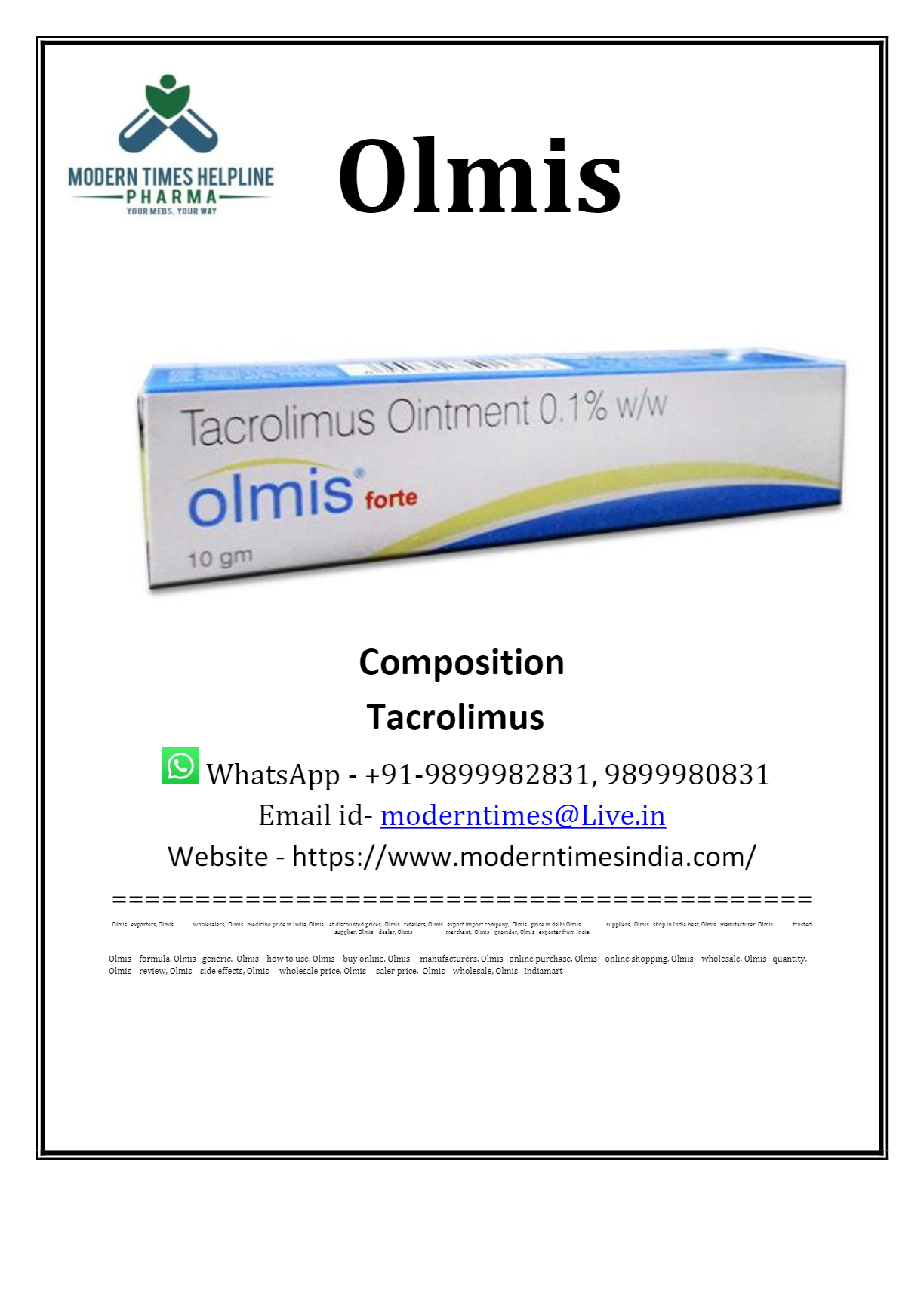 Olmis 0.03 % Ointment 10 Gm