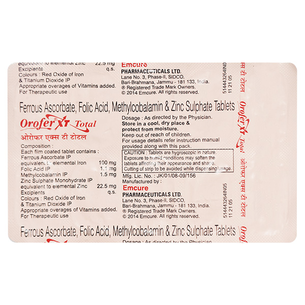 Orofer-Xt Total 100/1.1 Mg Tablet 10