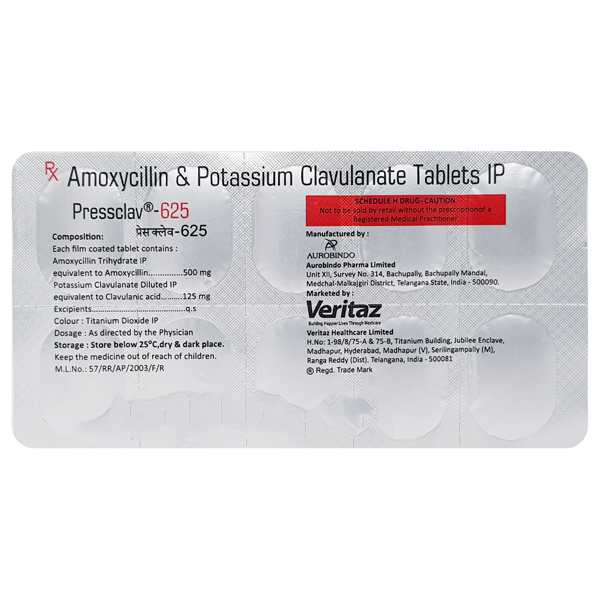 Pressclav 875/125 Mg Tablet 6