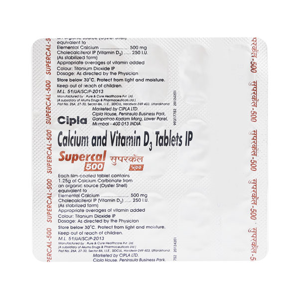 Supercal 500 Mg /250Iu Tablet 15