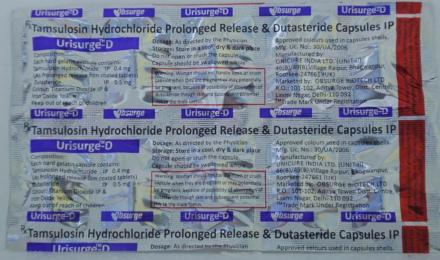 Urisurge D 0.4/0.5 Mg Capsule 10