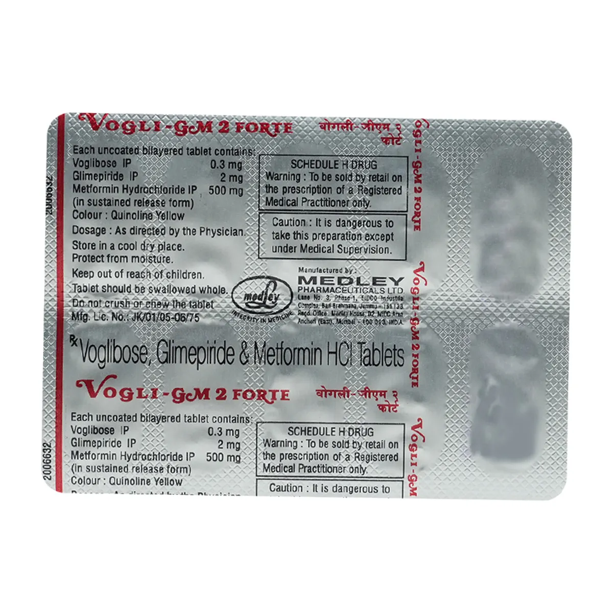 Vogli Gm Forte 0.3/500/2 Mg Tablet 10