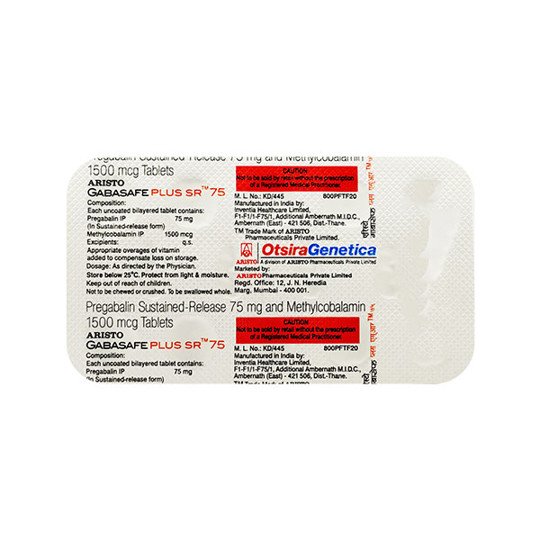Gabasafe Plus 75 Mg/750 Mcg Tablet Sr 10