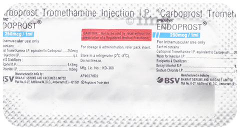 Endoprost 250 Mcg Injection 1 Ml