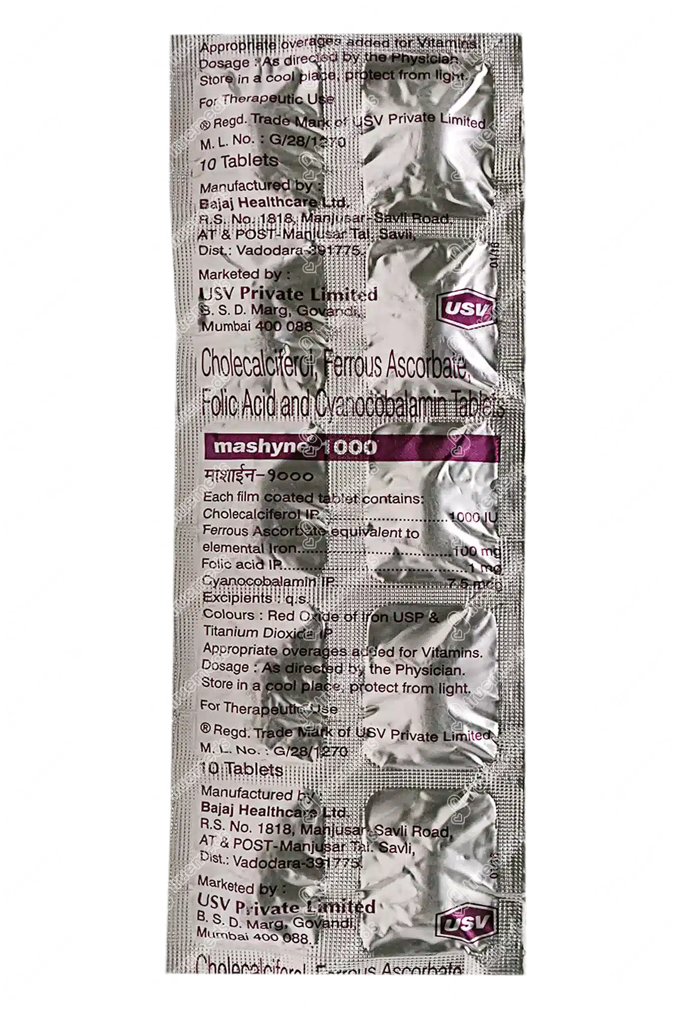 Mashyne 100 Mg/7.5Mcg/1Mg Tablet 10