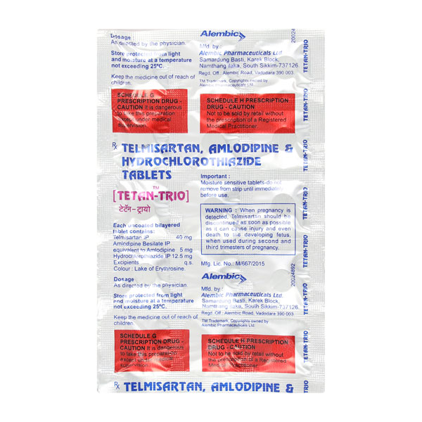 Tetan Trio 40/5/12.5 Mg Tablet 10