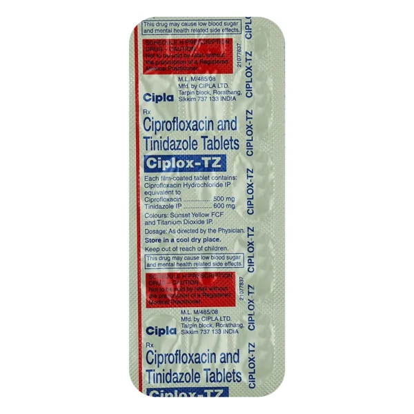 Ciplox Tz 500/600Mg Tablet 10