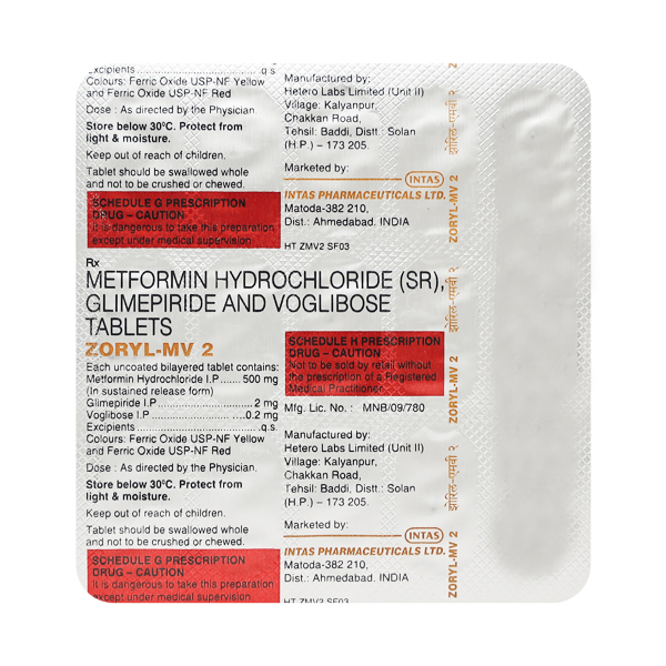 Zoryl Mv 0.2/500/1 Mg Tablet 10