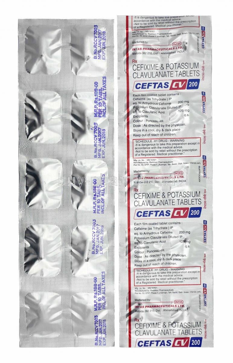 Ceftas Cv 100/62.5 Mg Tablet 10