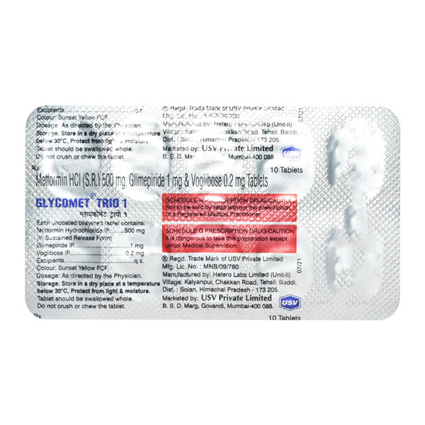 Glycomet Trio 0.2/500/1 Mg Tablet Sr 10